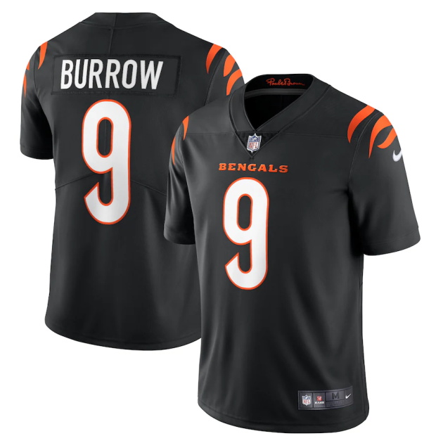 mens nike joe burrow black cincinnati bengals vapor limited jersey